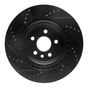 Jaguar I-Pace Brake Rotor (1) - Rear Right - R1 Concepts - Drilled & Slotted - Black - `17-`20